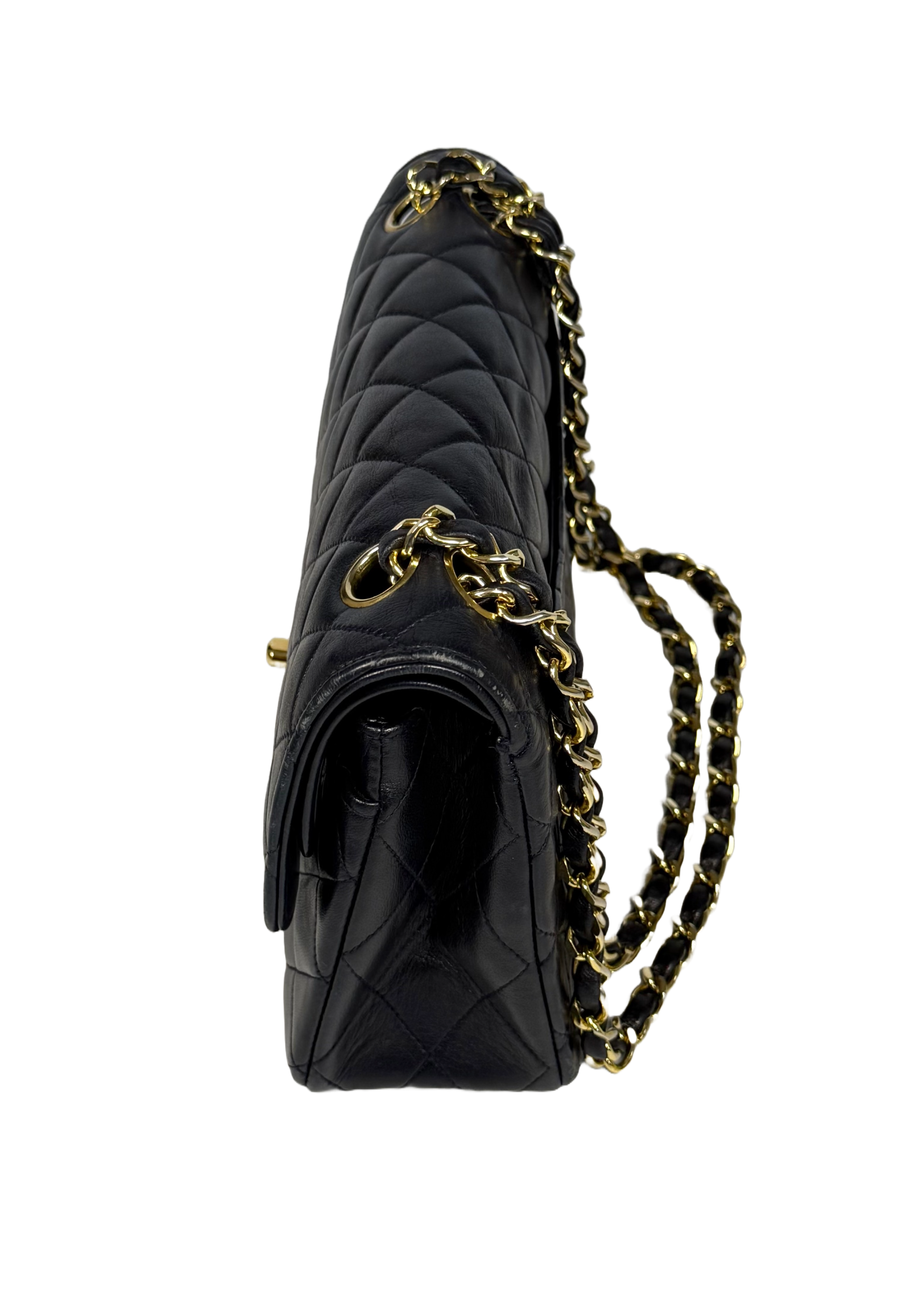 Chanel Classic Medium Double Flap in Navy Lambskin with 24k Gold Hardware