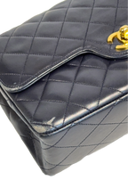 Chanel Classic Medium Double Flap in Navy Lambskin with 24k Gold Hardware