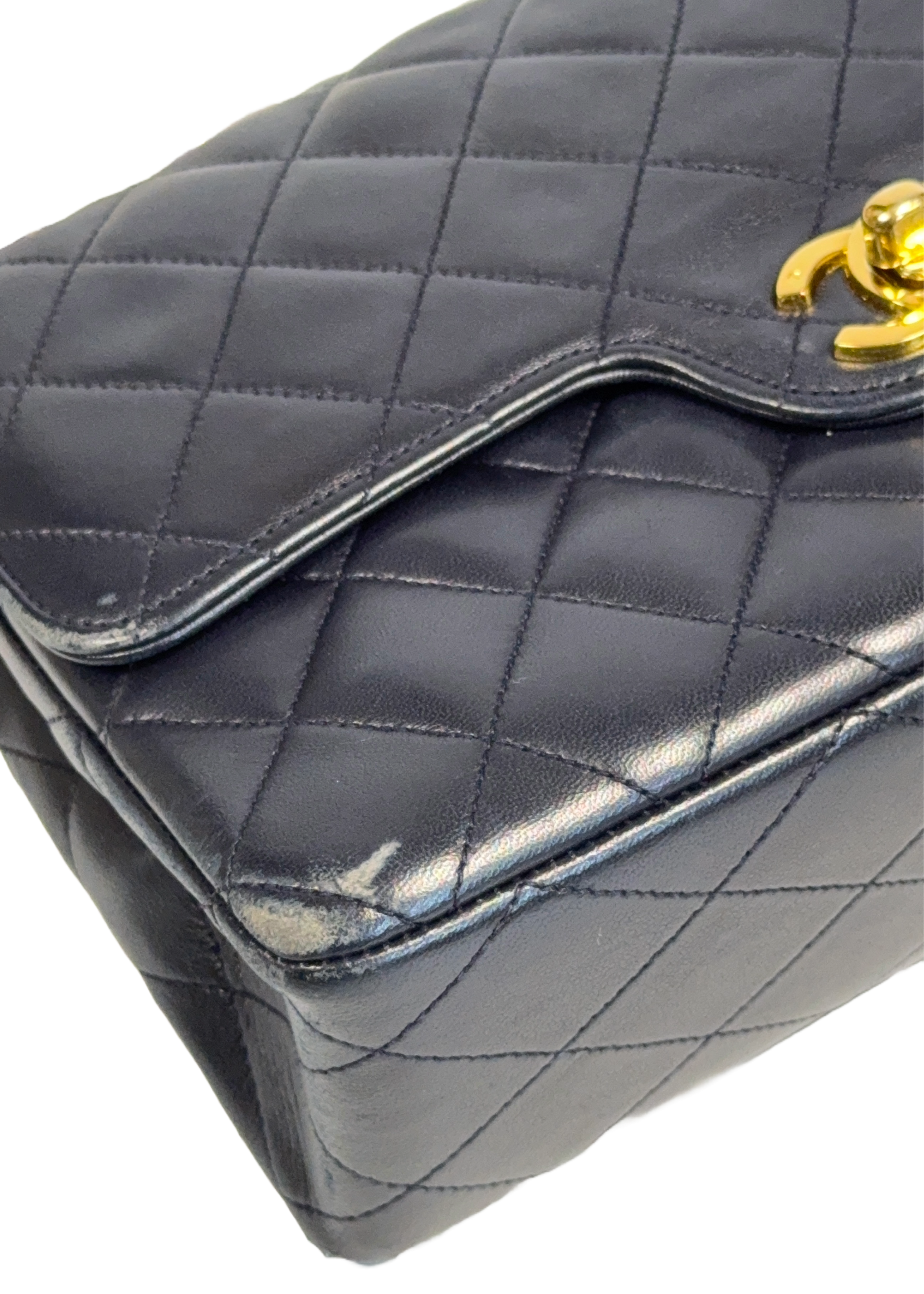 Chanel Classic Medium Double Flap in Navy Lambskin with 24k Gold Hardware