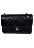 Chanel Classic Medium Double Flap in Navy Lambskin with 24k Gold Hardware
