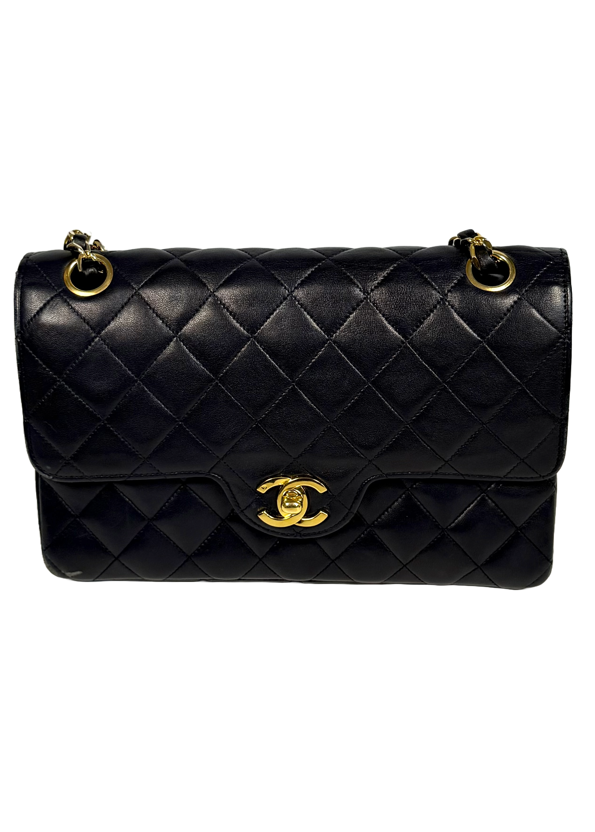 Chanel Classic Medium Double Flap in Navy Lambskin with 24k Gold Hardware
