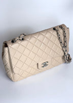 Chanel Classic Jumbo Flap in Beige Lambskin with Silver Hardware