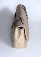 Chanel Classic Jumbo Flap in Beige Lambskin with Silver Hardware