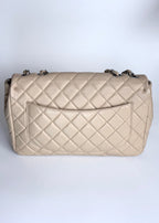 Chanel Classic Jumbo Flap in Beige Lambskin with Silver Hardware
