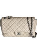 Chanel Classic Jumbo Flap in Beige Lambskin with Silver Hardware